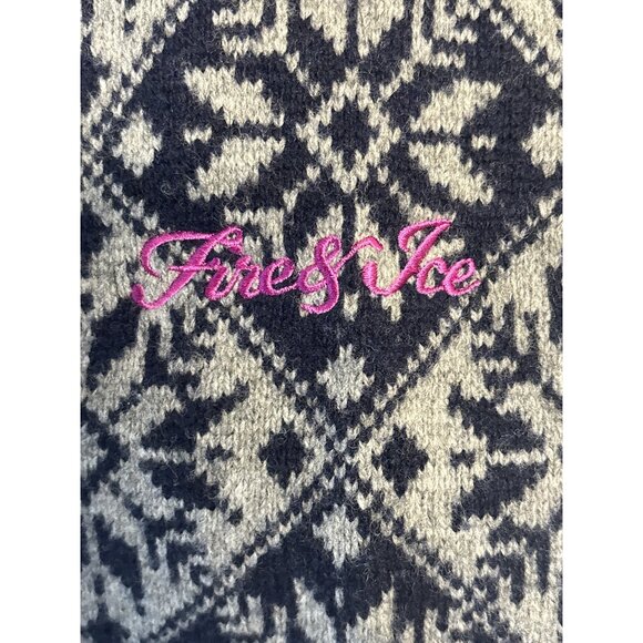 Fire & Ice Womens Hooded Pullover Sweater Black & Gray Snowflake Pattern Size L - Picture 6 of 10